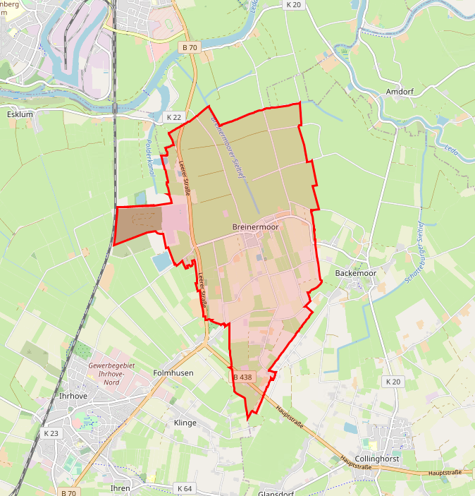 Einsatzgebiet der Ortsfeuerwehr Breinermoor